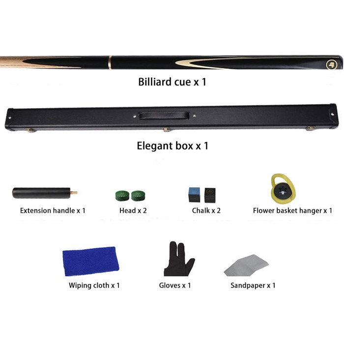 HIOD Більярдний кий 19oz, 57 дюймів, з насадками 10mm, ручна робота, для снукеру, з коробкою та подовжувачами