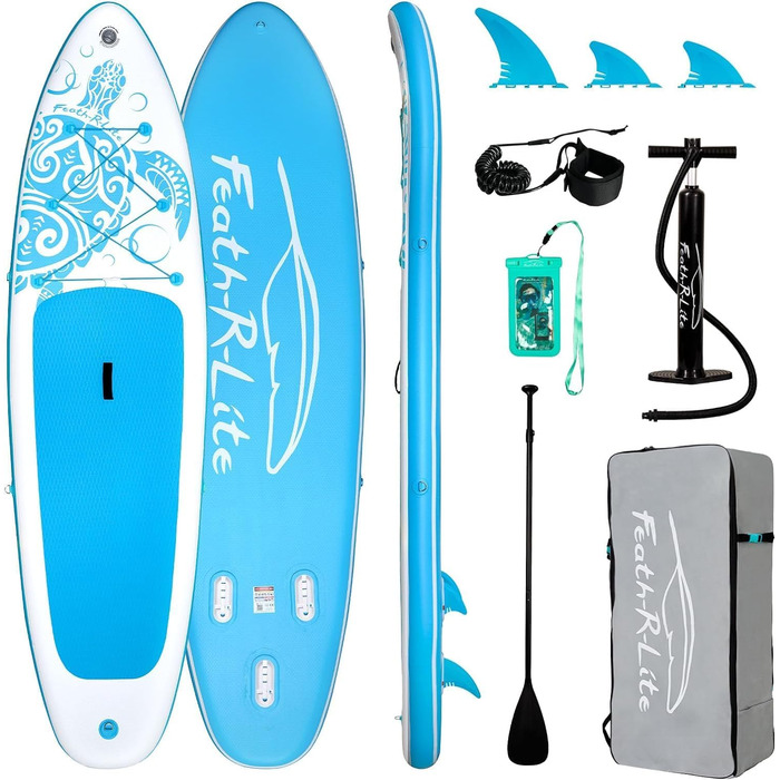 Надлегка SUP-дошка FEATH-R-LITE для дорослих, широка та стійка, з преміум аксесуарами (весло, сумка, насос), синя