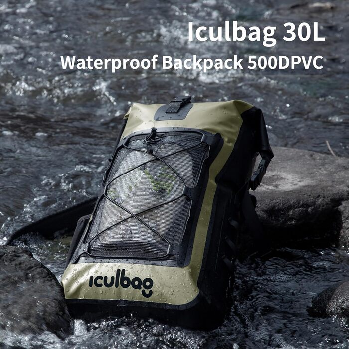 Водонепроникний рюкзак 30/40L Dry Ferm Bag, темно-зелений, для пляжу та подорожей