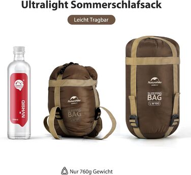 Спальний мішок Naturehike Deckenschlafsack - для туризму та кемпінгу, 7°C, легкий, підлітковий та дорослий (LW180-Braun)