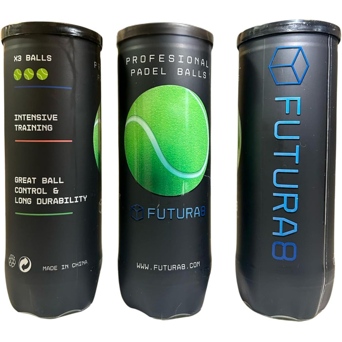 FUTURA8 М'ячі для падел-тенісу, 3 шт. в упаковці, преміум-якість, стабільний відскік, довговічні, для тренувань та турнірів, підходять для гри в приміщенні та на вулиці, професійні м'ячі