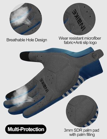 Велосипедні рукавички INBIKE для чоловіків та жінок, літні, дихаючі, MTB, довгі, з відбиваючими елементами, антиковзаючі, для їзди на велосипеді, шосе, спорту, синього кольору