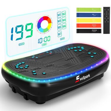 Vibrationsplatte EvoSpark 4D PRO 7-in-1: Тест-переможець 2025, 900W, LED-підсвічування, 550 lbs, для домашніх тренувань