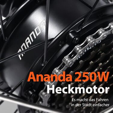 Електровелосипед Bodywel A26/A275 26/27,5 дюймів для жінок і чоловіків, 250Вт мотор Ananda, знімна батарея 36В 15,6А·год, до 100 км, LED-дисплей 4,5'', APP-керування
