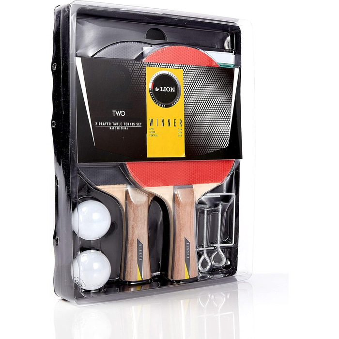 Набір для настільного тенісу Lion Power/Winner (2 або 4 гравці) | Преміум якість: ракетки, м'ячі, сітка | Включає високопродуктивні ракетки, м'ячі та сітку