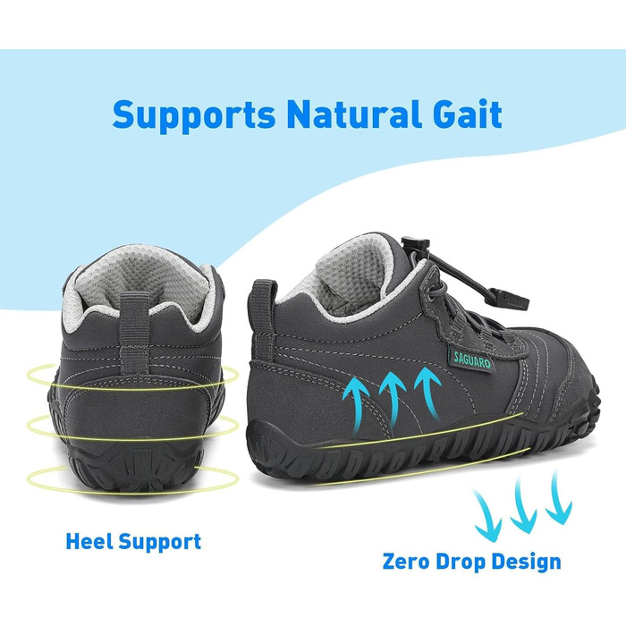 Дитячі шкарпетки-мокасини Saguaro для ходьби та подорожей, дихаючі, неслизькі, легкі, розмір 26-36 (32 EU), сірий New