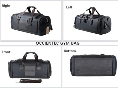 Чоловіча дорожня сумка через плече з PU шкіри, водонепроникна, велика місткість, 20L, чорна