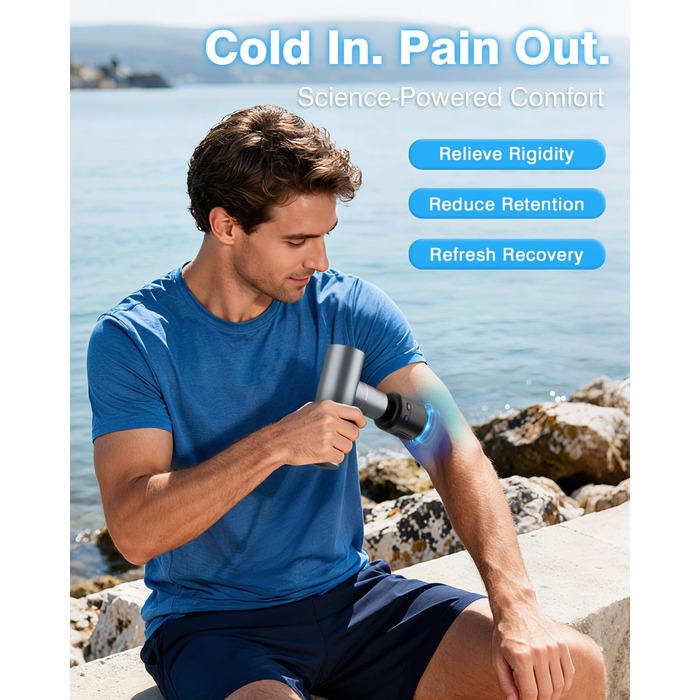 Масажер для м'язів Cotsoco з підігрівом та охолодженням, перкусійна масажна пістолета, глибоке розслаблення м'язів, портативний, сірий