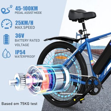 Електровелосипед COLORWAY 26'' з мотором 250W, акумулятором 36В/15А·год, спицевими колесами, для дорослих, дальність 45-100 км