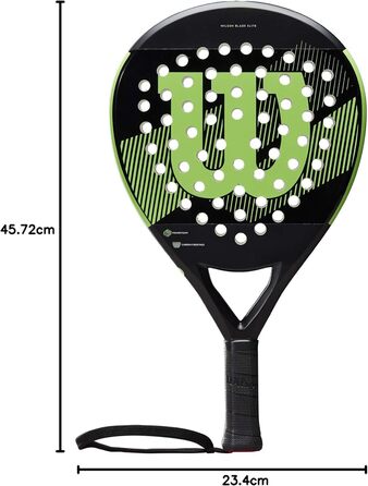 Падeль-ракетка Wilson Blade Elite, скловолокно/EVA, 365 г, чорний/зелений, WR033011U2