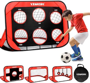 Дитячі футбольні ворота YIMORE Pop-Up для саду з сумкою, 4 режими, для дому та вулиці, подарунок для дітей 6-12 років