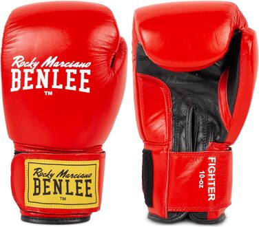 Боксерські рукавички BENLEE Fighter 12 унцій, шкіряні, червоно-чорні