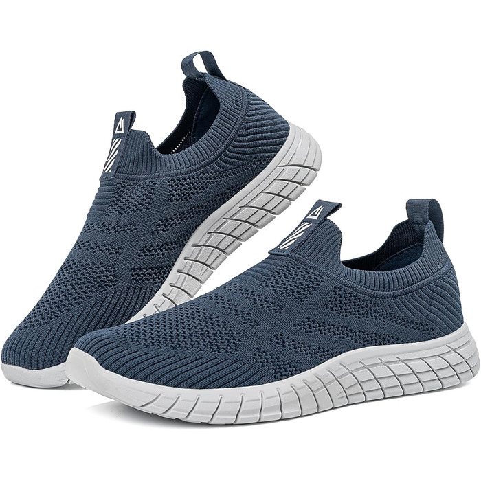 Сліпони чоловічі без шнурівок, спортивні кросівки, сітка, підошва з протиковзким покриттям, для ходьби та бігу, дихаючі, розмір 45 EU, темно-синій