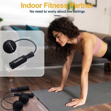 Стрибкова скакалка Coniflor 2-в-1 для жінок, чоловіків та дітей - без перекручування, з підшипниками та зручними ручками для швидких фітнес-тренувань, чорна