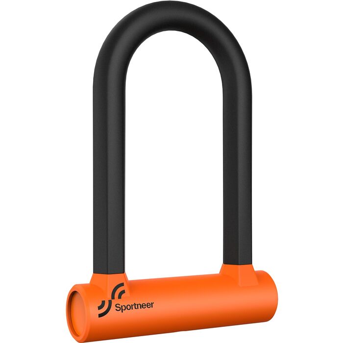 Замок для велосипеда Bügelschloss Sportneer: міцний бугель 17 мм з кабелем 1.5 м для шосе, MTB, електровелосипеда, складаного велосипеда. 19 x 13 см, помаранчевий