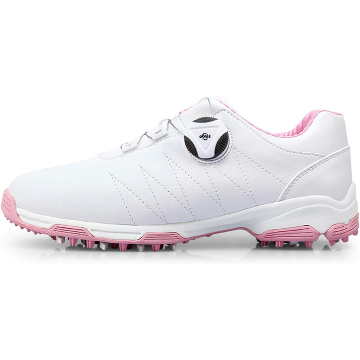 Жіночі гольф-туфлі PGM з антиковзким покриттям та шипами, водонепроникні, білі з мереживом (36 EU, рожеві з мереживом)