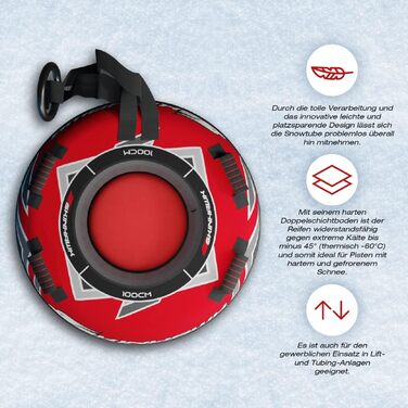 Сноутюбінг SKINHAWK Profi 100 см червоний, надувні санки, шина для катання по снігу