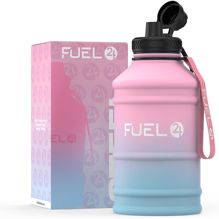 Fuel24 Extra Stark металева пляшка для води 1,3 л та 2,2 л, герметична, BPA-free, нержавіюча сталь, спортивна пляшка для фітнесу та спорту, дорослих, Candy