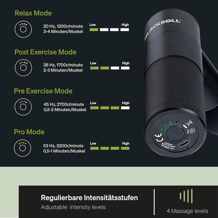 BLACKROLL Фасціальний масажер-гайка Mini, USB-C, 4 насадки, 4 режими, для м'язів і фасцій, знеболення і релаксація