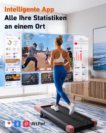 Бігова доріжка DeerRun Walking Pad з нахилом 6% для дому та офісу, компактний тренажер під стіл з LED-дисплеєм, керуванням через додаток та пультом, макс. навантаження 136 кг (Персиковий рожевий)