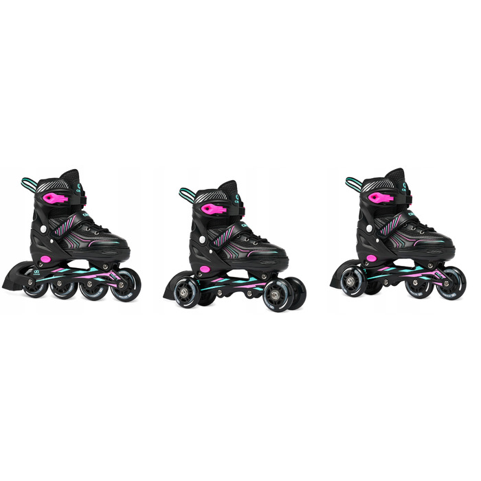 Роликові ковзани 3в1 Croxer Optima, регульовані, Mint/Pink, розмір 35-38