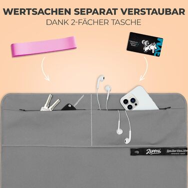 Рушник для фітнесу Zepphi: 120x50 см + 80x30 см | Мікрофібра, кишеня на блискавці | Швидковисихаючий, для спортзалу та тренувань