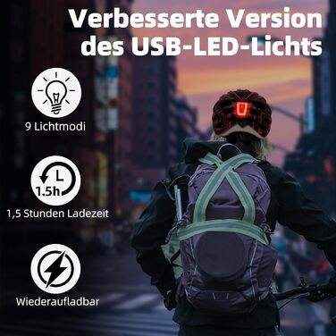 Велошолом KINGLEAD для жінок і чоловіків, MTB, з магнітними окулярами, USB-ліхтарем, регульований, зі світловідбивачами, 57-62 см, червоний
