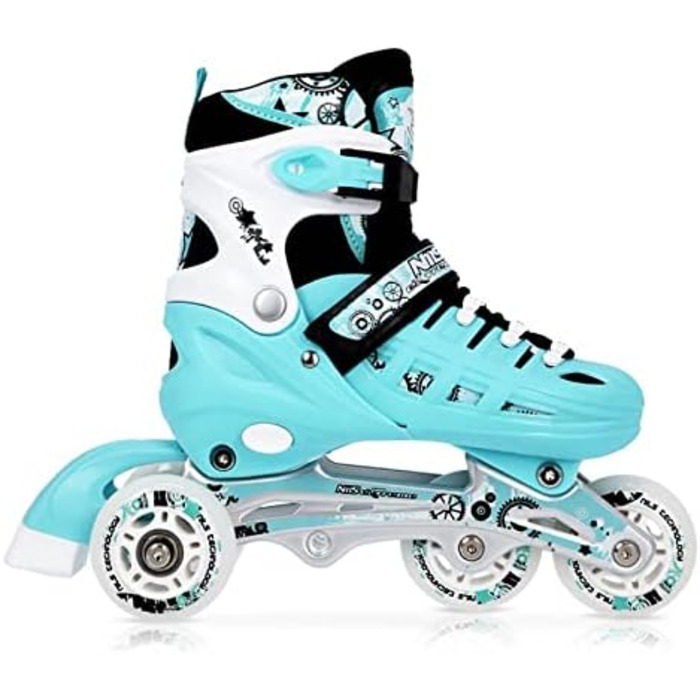 Ковзани фігуристичні Nils 4-в-1 регульовані - для дівчаток та хлопчиків, жінок - NH10905 (Блакитний, M (35-38))