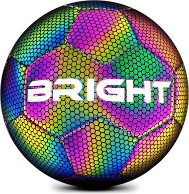 Світловідбивний футбольний м'яч BRIGHT™ для гри в приміщенні та на вулиці, офіційний розмір 5, унісекс, білий/чорний/рожевий/синій/жовтий