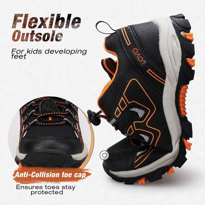 Дитячі кросівки UOVO для активного відпочинку: водонепроникні, з неслизькою підошвою, для ходьби, трекінгу, бігу, розмір 33