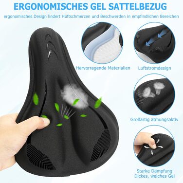 Подушка на сидіння велосипеда для чоловіків та жінок, товста та м'яка, комфортний чохол на сидіння велосипеда, велосипедний сидіння з підкладкою для шосе, гірського велосипеда, електровелосипеда, велотренажера (C1 Чорний, вузький)