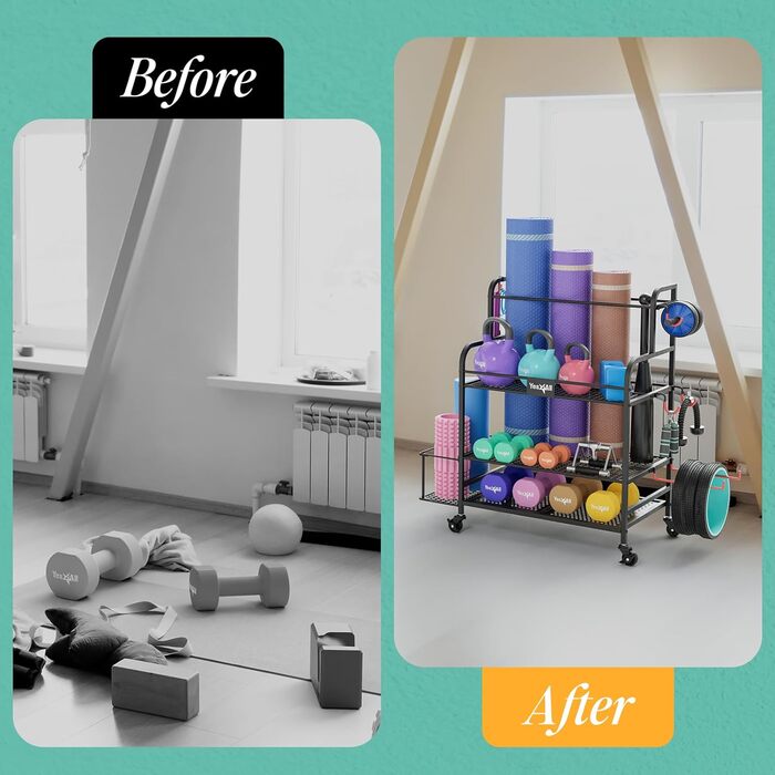 Організатор для домашнього спортзалу Yes4All, чорний - стелаж для зберігання