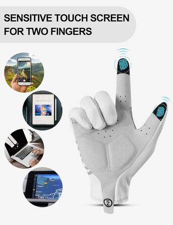 Велосипедні рукавички Inbike C701 M білі: теплі, вітронепроникні, дихаючі, з підтримкою сенсорного екрану та світловідбиваючими елементами для чоловіків та жінок