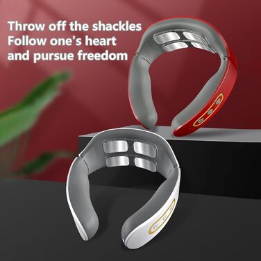 Масажер для шиї Neurotex Lefaya Nurotex 11-в-1: бездротовий, з підігрівом 42°C, 9 рівнів інтенсивності та 6 режимів, електричні імпульси проти болю та напруги (червоний)