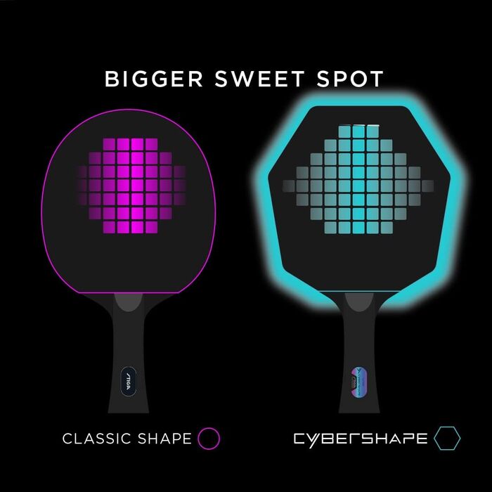 STIGA Cybershape Carbon – професійна тенісна основа з вуглецю, унікальна шістикутна форма, збільшена ігрова поверхня, класична пряма ручка