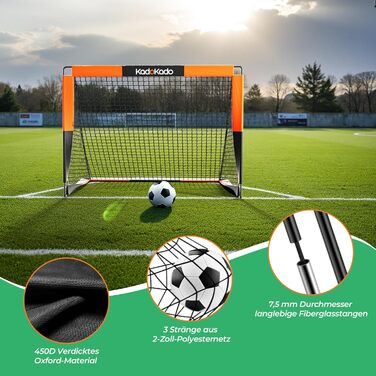 Дитячі футбольні ворота 120x90 см з сумкою для перенесення, для саду та вулиці, Pop-Up ворота з фіберскляних стержнів KD210DP