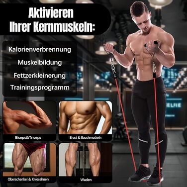 Фітнес-гумки Bindokun: набір з 5 еластичних стрічок для силових тренувань, фітнесу, пілатесу. З ручками, фіксаторами для ніг та дверей. Для жінок та чоловіків.