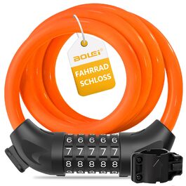 Замки для велосипеда з кодом 12 мм/120 см, протиугінний кабельний замок з 5-значним кодом, вологостійкий числовий замок-кабель для велосипеда, електровелосипеда, дитячої коляски, драбини (Чорний) (Оранжевий)