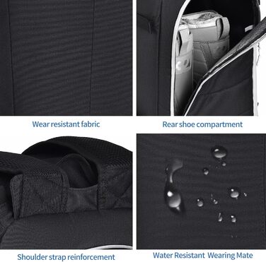 Чохол для лижних черевиків, терморюкзак, 50 л, водонепроникний, для сноуборду, подорожей, лижного спорядження, аксесуари (чорний/сірий)