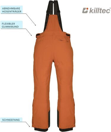 Сніговий костюм Killtec для чоловіків, розмір M, 2 частини (куртка та штани), водонепроникний, вітронепроникний, дихаючий, з водовідштовхувальним покриттям 10 000 мм, чорний, теракота / помаранчевий