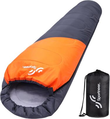 Сплячий мішок Sportneer - компактний та ультралегкий (950г/1500г) - кокон для відпочинку на природі, літній спальний мішок / 3-4 сезони для чоловіків, жінок, дорослих, помаранчевий колір. Підходить для кемпінгу та відпочинку на природі.