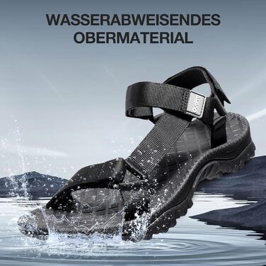 Жіночі сандалі для туризму та спорту Wander - Нековзні водостійкі сандалі для пляжу та активного відпочинку, чорні, 43 EU