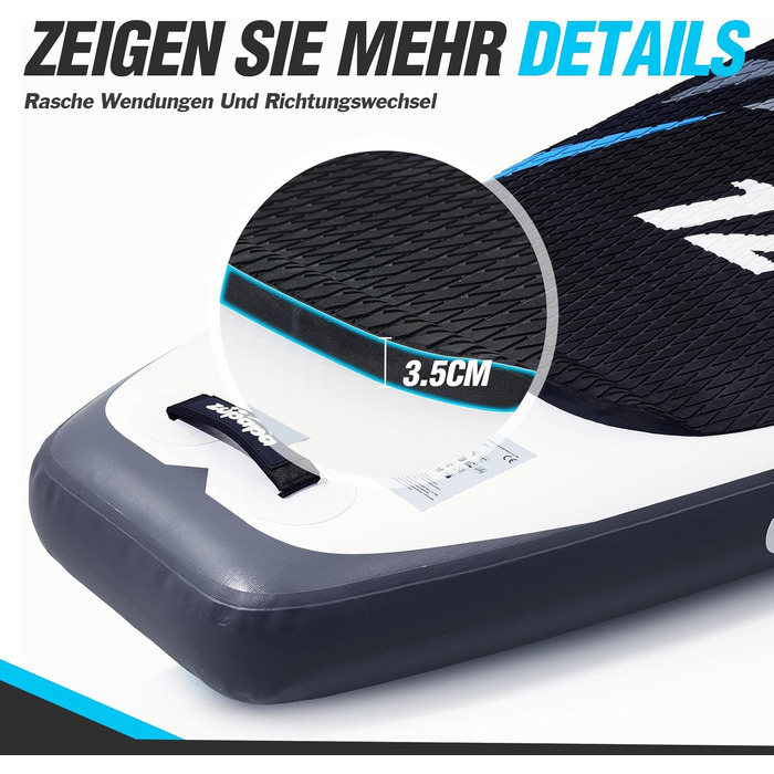 Надувне SUP-борд Zupapa 366см/320см (12ft) з аксесуарами | Stand Up Paddle Board з сидінням для каяка | Чорно-біло-сірий комплект