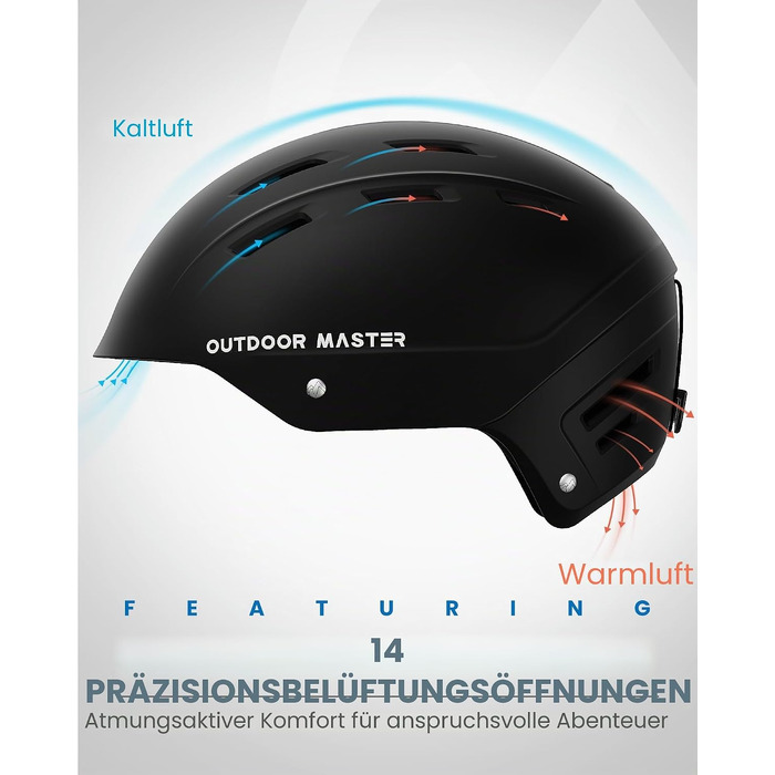 Шолом для гірських лиж та сноуборду OutdoorMaster Kelvin II унісекс, з системою вентиляції, матовий чорний, розмір M (54-58 см)