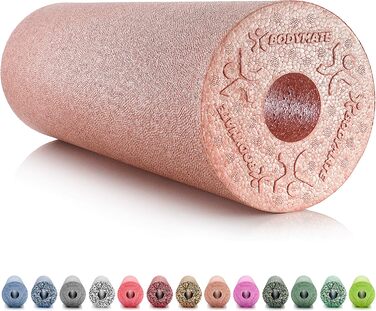 BODYMATE Фасціальний ролер стандартний, середньої жорсткості, 45 см, 15 см, з безкоштовною електронною книгою, професійний ролер для масажу, рожеве золото