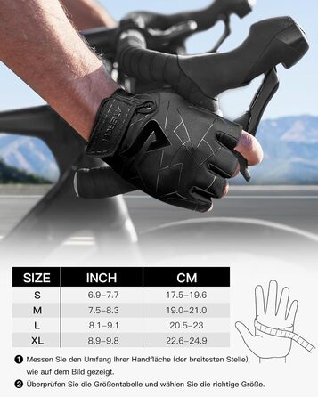Велосипедні рукавички ATERCEL з відкритими пальцями для чоловіків та жінок - рукавички для MTB, їзди на велосипеді та фітнесу з SBR-подушками, чорний, розмір M