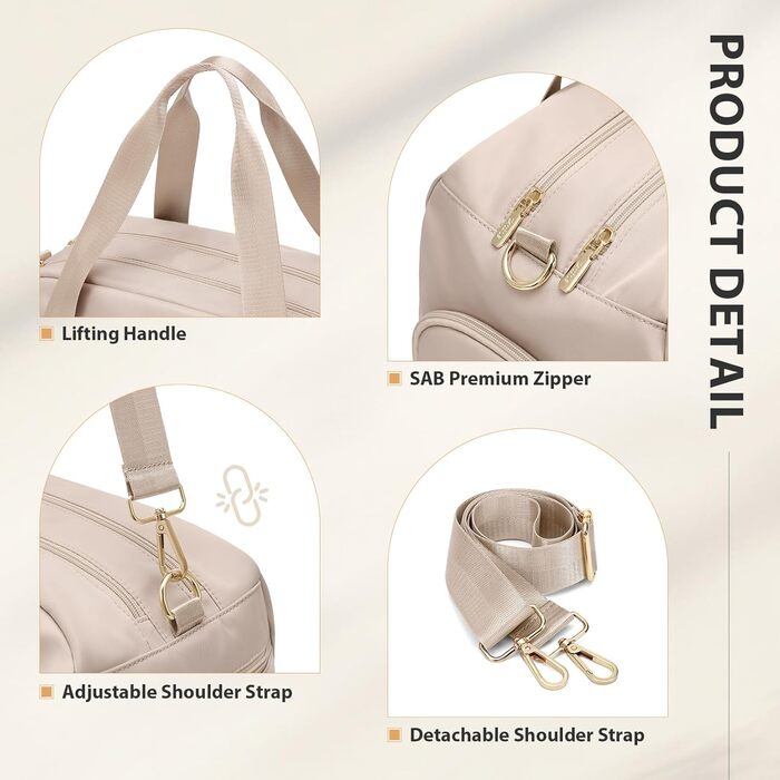 Спортивна сумка VNINE для жінок: легка, водонепроникна, для подорожей, фітнесу та тренувань (Beige)