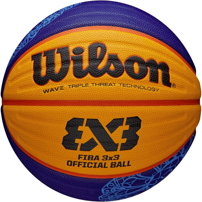 М'яч для баскетболу Wilson FIBA 3X3 Paris 2024, розмір 6, унісекс, жовто-синій-чорний, ігровий, офіційний, WZ1011502XB