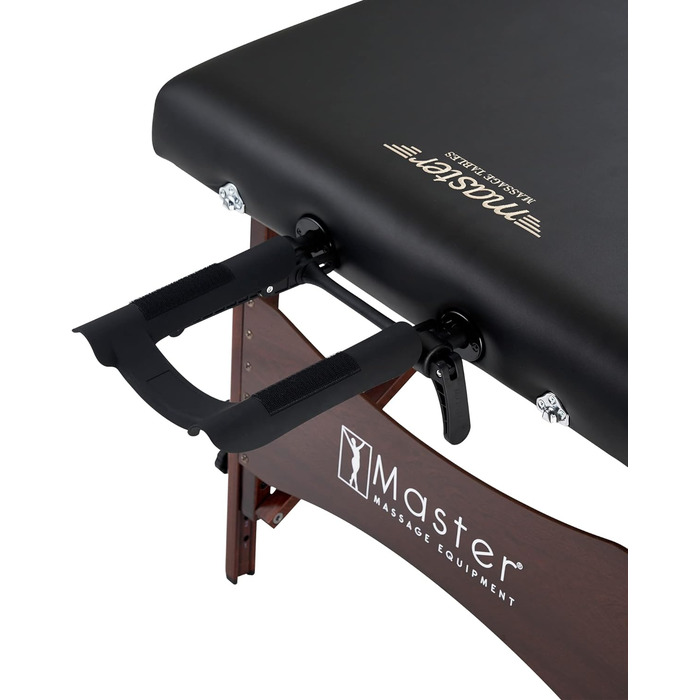 Складаний масажний стіл Master Massage NewPort 71 см, портативний косметологічний масажний стіл із дерев'яними ніжками, сумка, чорний