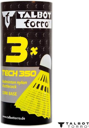 Badminton balls Talbot-Torro Tech 350 - 3 або 6 штук, різні кольори/швидкості, нейлонові, для гри в приміщенні та на вулиці.